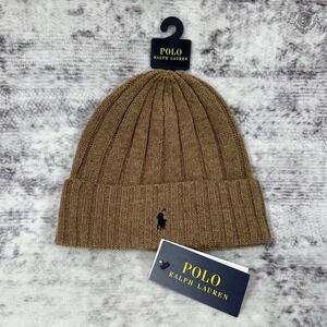 NWT - Polo Ralph Lauren Men's Adult Cuffed Beanie Winter Hat Brown Tan One‎ Size